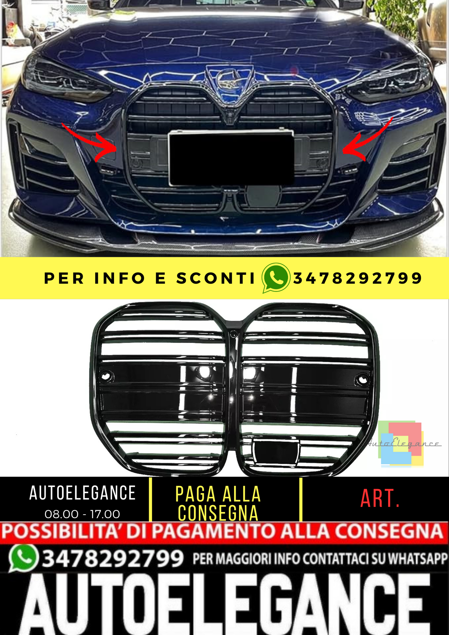 💥GRIGLIA RADIATORE NERO ADATTO PER BMW 4 G22 2020 - 2024💥