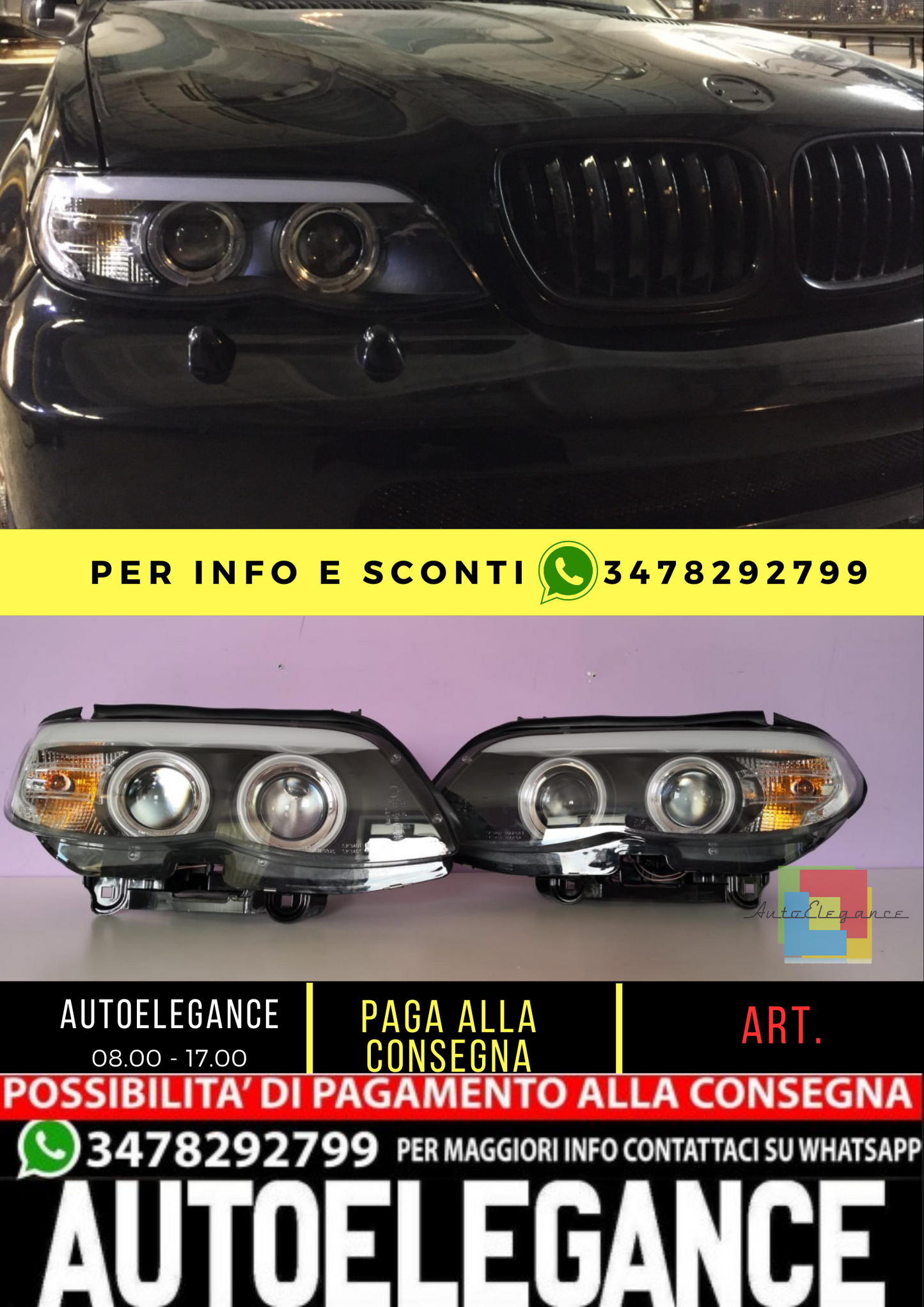 💥FARI XENON ANGEL EYES CCFL NERI adatti per BMW X5 E53 11.03-06💥