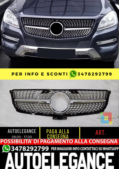 💥GRIGLIA RADIATORE ARGENTO DIAMANTE ADATTO PER Mercedes Benz ML W166 11-20💥
