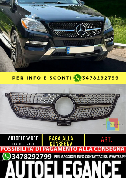 💥 griglia radiatore nera diamantata adatto per Mercedes Benz ML W166 11-14💥