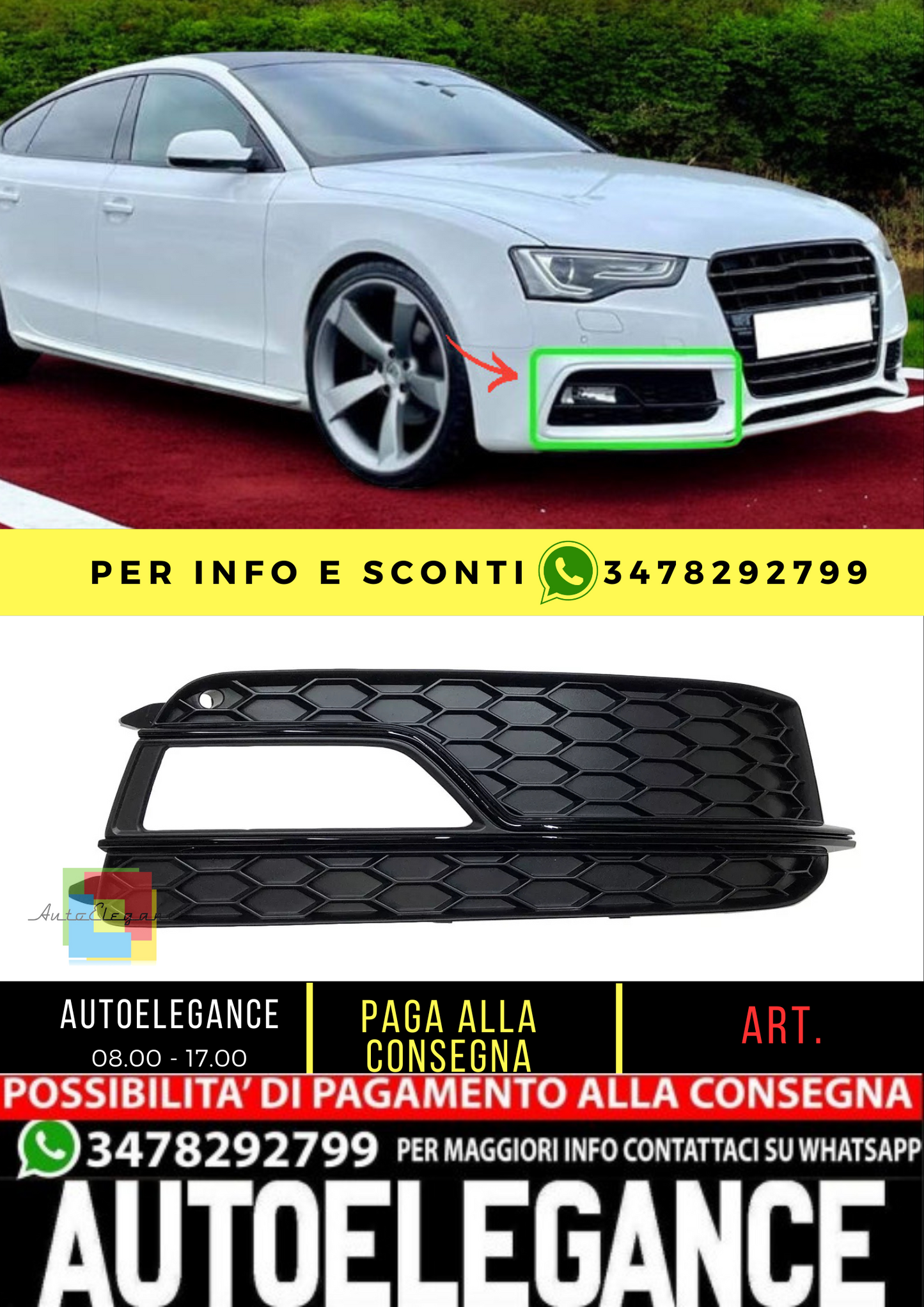 💥GRIGLIA DI VENTILAZIONE ADATTO PER Audi A5 2012 - 2016 lifting S Line💥
