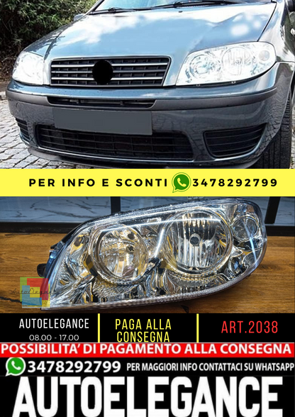 💥2038 FARO ANTERIORE PUNTO 2003-2011 SX CROMATO (LATO GUIDA)💥