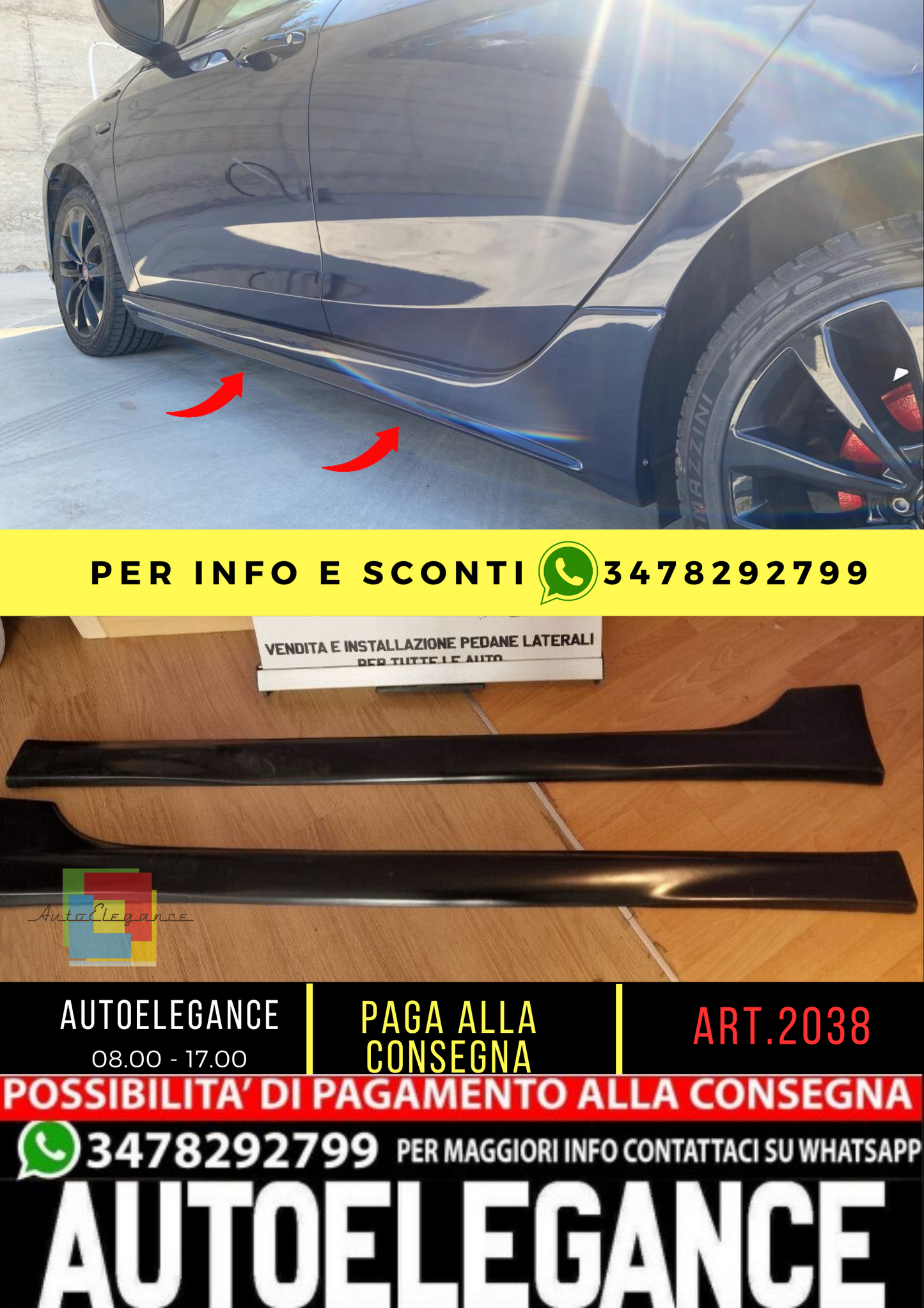💥0800 MINIGONNE ADATTO PER FIAT TIPO HB SW SEDAN 2015+ GREZZO LOOK SPORT💥