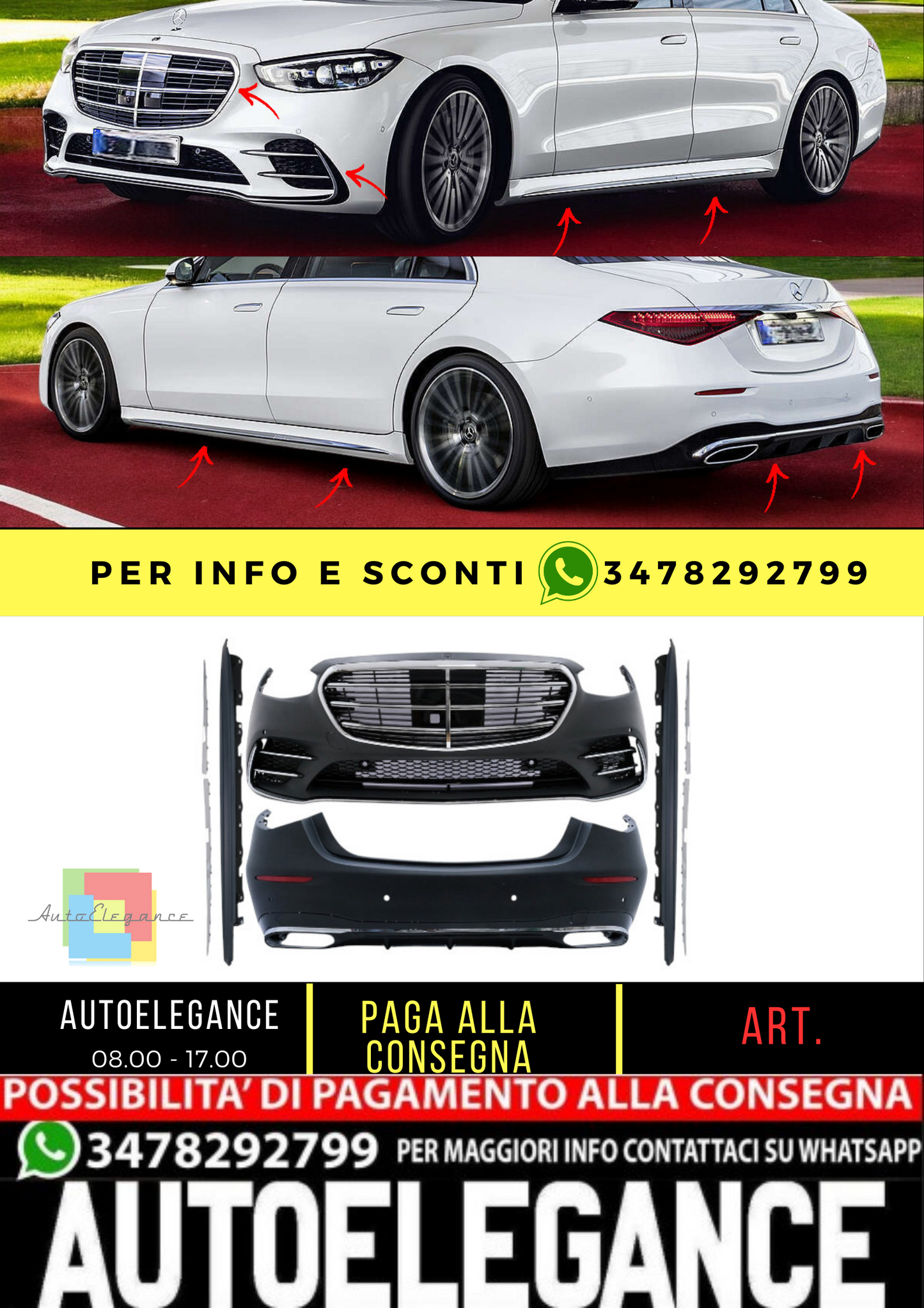 💥BODYKIT ADATTO EPR Mercedes Classe S W223 Limousine (2020-up) S450 Design💥