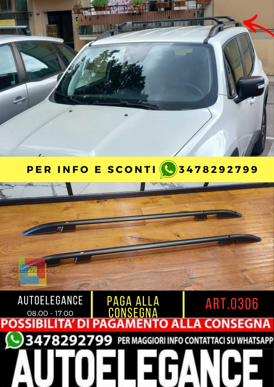 💥0306 ROOF RAILS SUITABLE FOR JEEP RENEGADE 2014-2023 BLACK💥