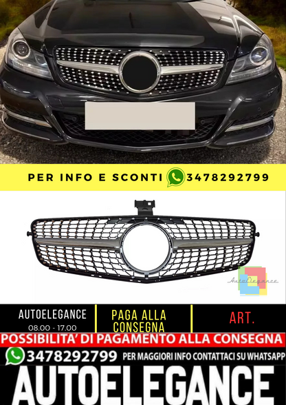 💥GRIGLIA RADIATORE ARGENTO DIAMANTE ADATTO PER Mercedes Benz W204 C Kl 2007💥