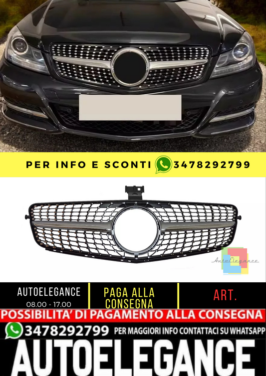 💥GRIGLIA RADIATORE ARGENTO DIAMANTE ADATTO PER Mercedes Benz W204 C Kl 2007💥