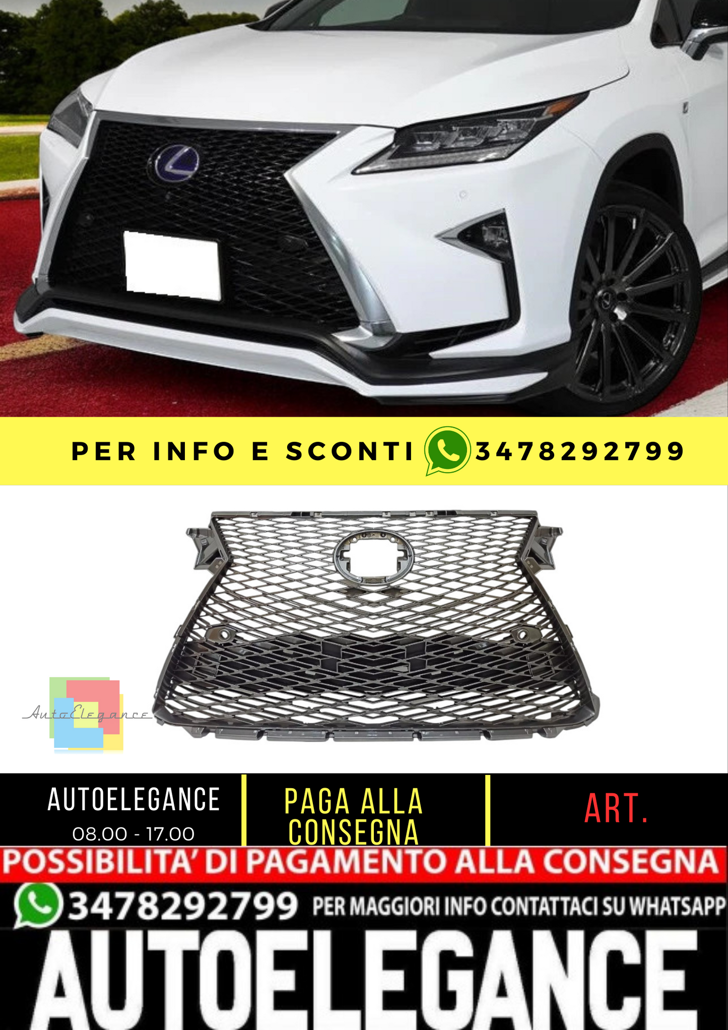 💥GRIGLIA RADIATORE F SPORT ADATTO PER Lexus RX 2016 - 2019💥