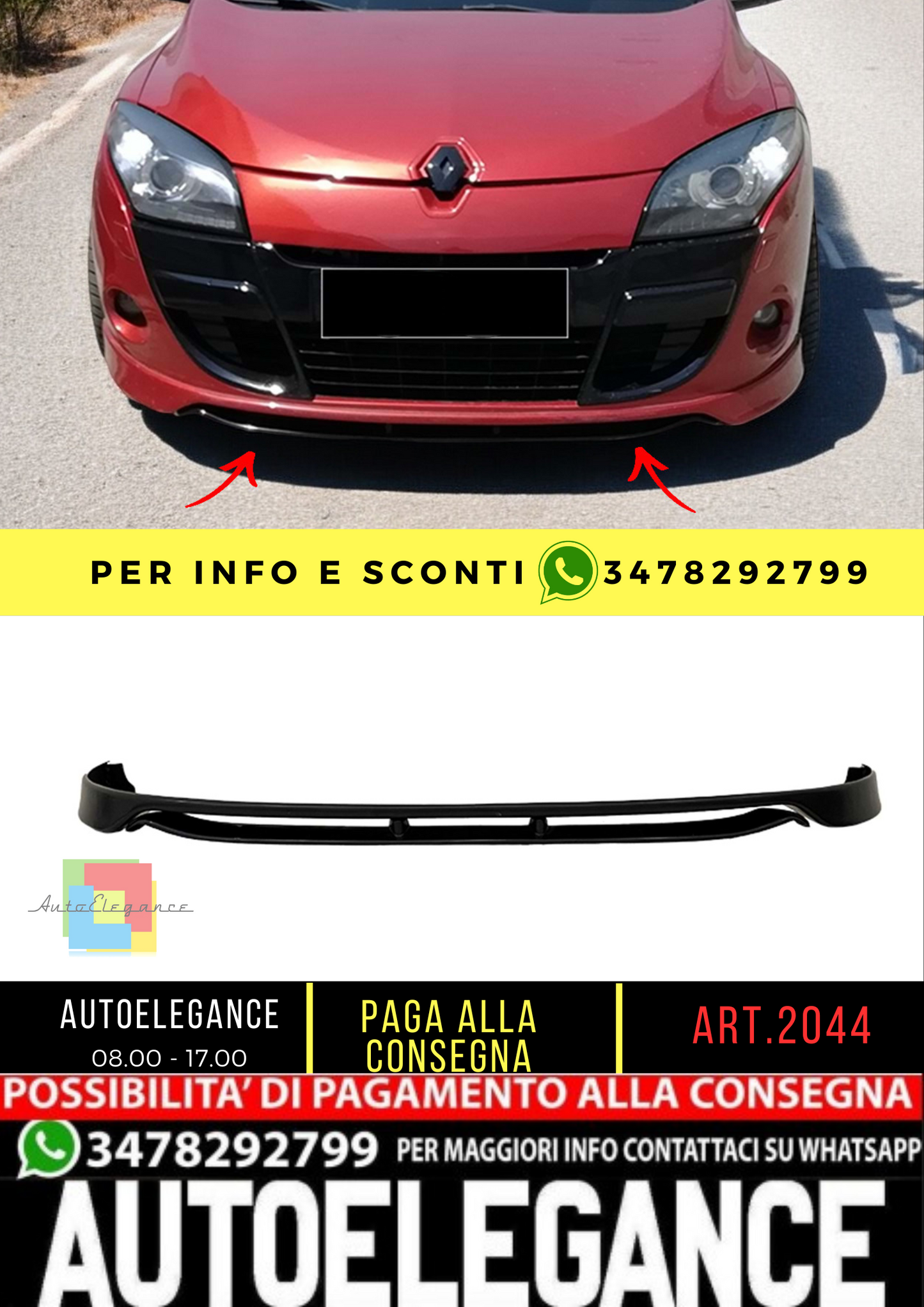 💥2044 FRONT SPLITER SUITABLE FOR RENAULT Megane 3 Sport Style💥 