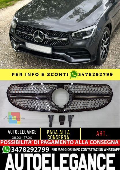 💥GRIGLIA RADIATORE NERA DIAMANTE ADATTO PER Mercedes Benz GLC classe X253 💥