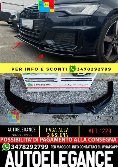 💥0019 SOTTO PARAURTI ANTERIORE AUDI A6 C8 RS6 2018+ SPLITTER ABS NERO 0019💥