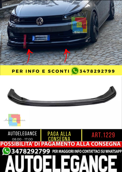 ⭐0872 SPLITER ADATTO PER VW POLO AW1 RLINE  IN ABS NERO LUCIDO ⭐