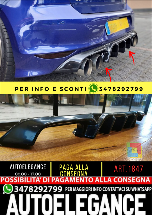✨1847 DIFFUSORE ADATTO PER VW GOLF 7 2013-2016 R LOOK TUNING NERO LUCIDO✨