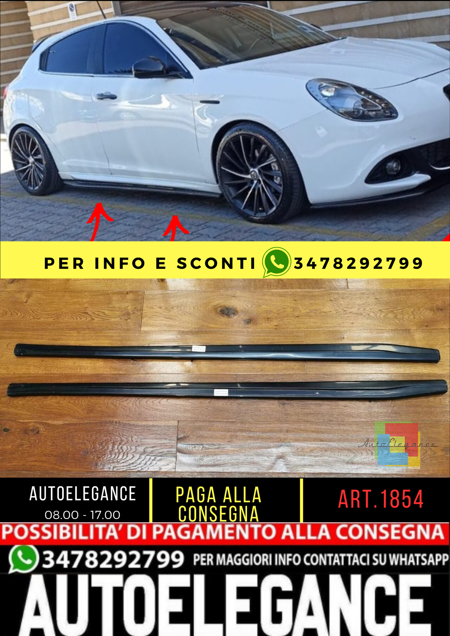 ⭐1854 SKIRTS SUITABLE FOR ALFA ROMEO GIULIETTA 10-20 GLOSSY BLACK⭐ 