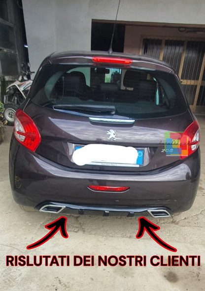 ⭐PEUGEOT 208 DIFFUSORE SOTTO PARAURTI DIFFUSORE TERMINALI OVALI ABS NERO LUCIDO⭐