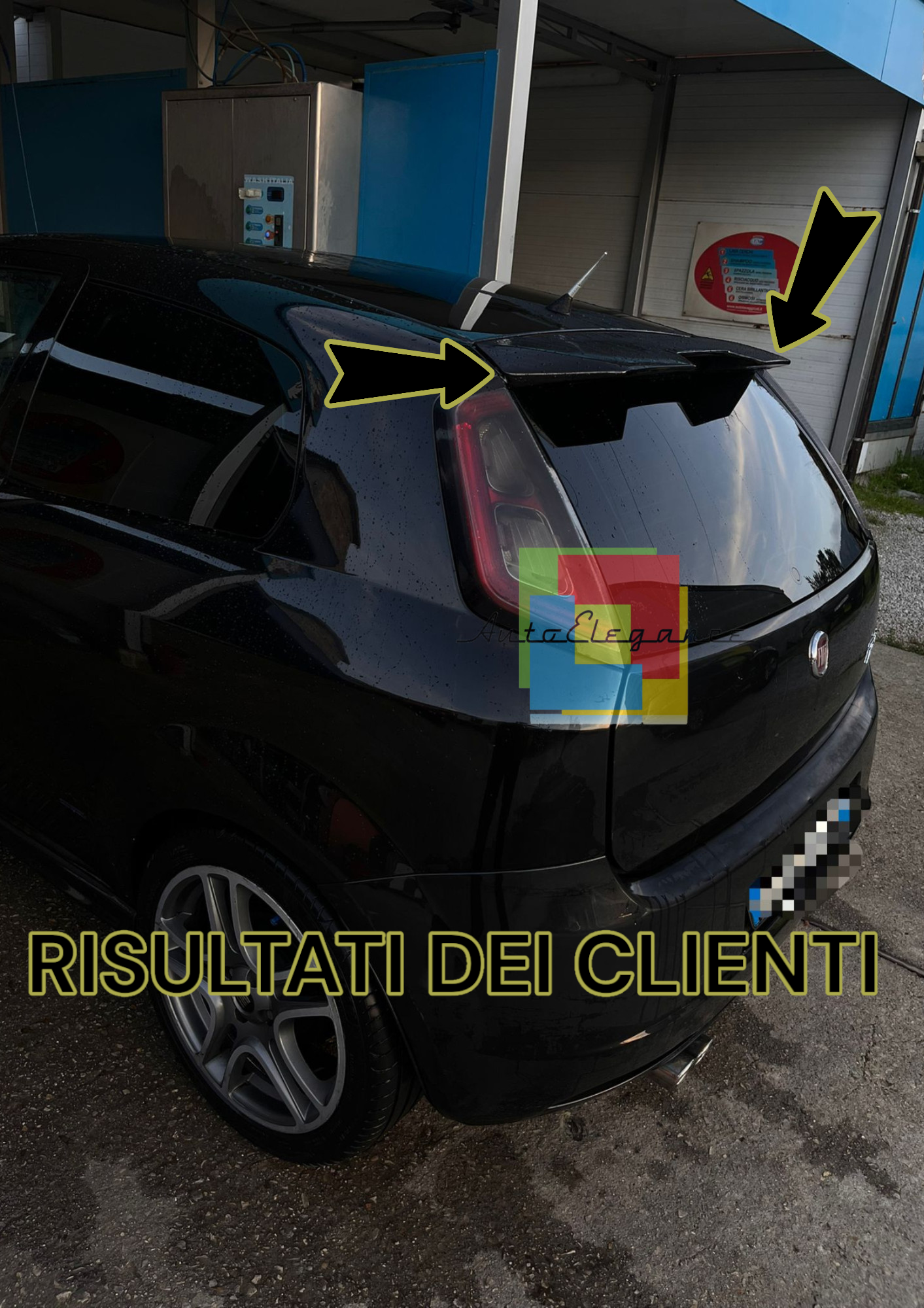 ☀️0268 ALETTONE SPORTIVO ADATTO FIAT PUNTO EVO GRANDE PUNTO SPOILER TETTO NERO☀️