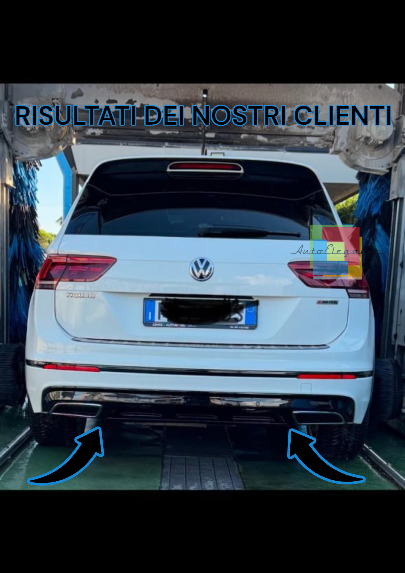 0360❄️DIFFUSORE VW TIGUAN II AD1 16+ SOTTO PARAURTI POSTERIORE LOOK R IN ABS ❄️