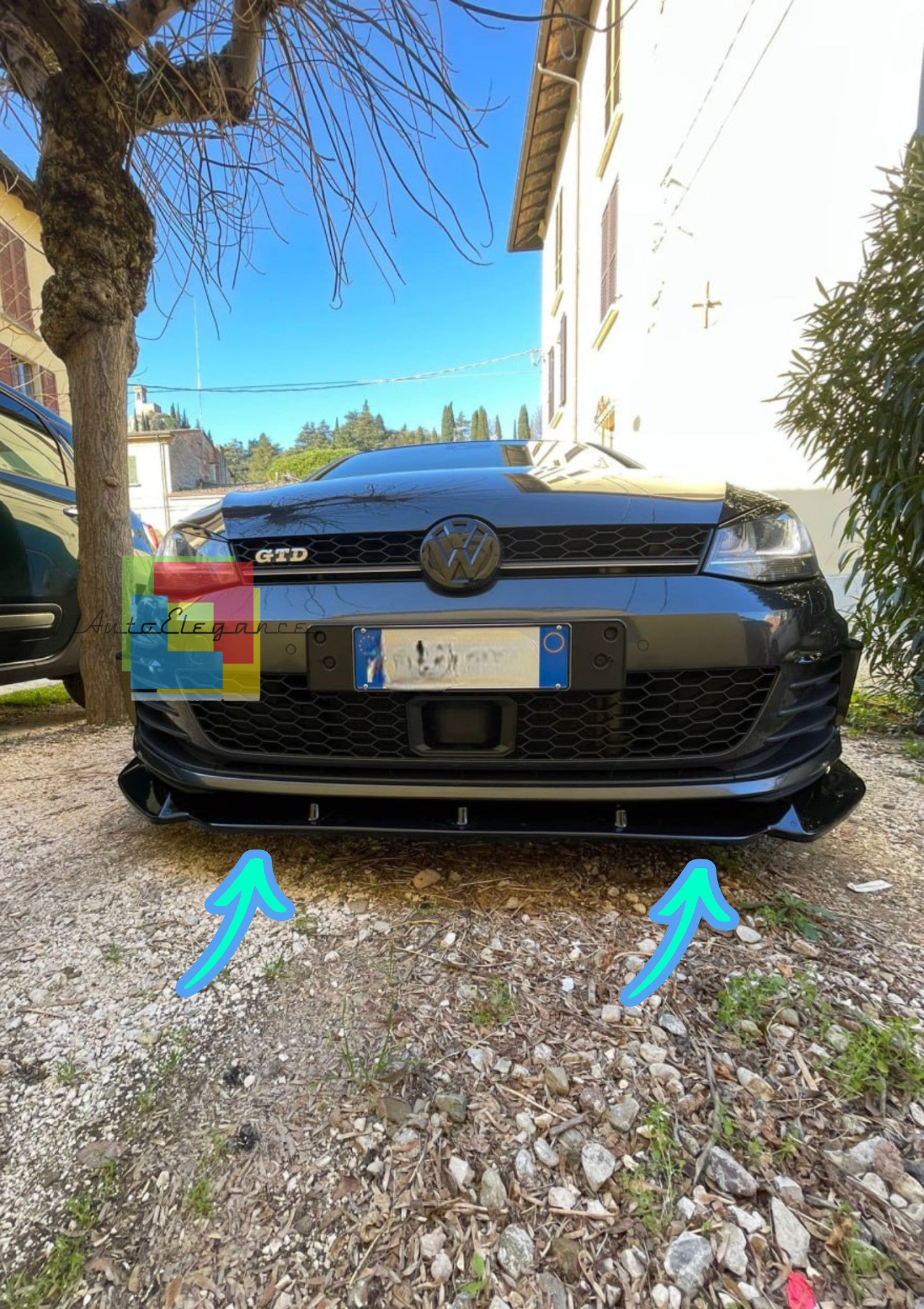 0160⭐LIP UNDER FRONT BUMPER VW GOLF 7 GTI 12-16 ABS GLOSSY BLACK SPLITTER⭐