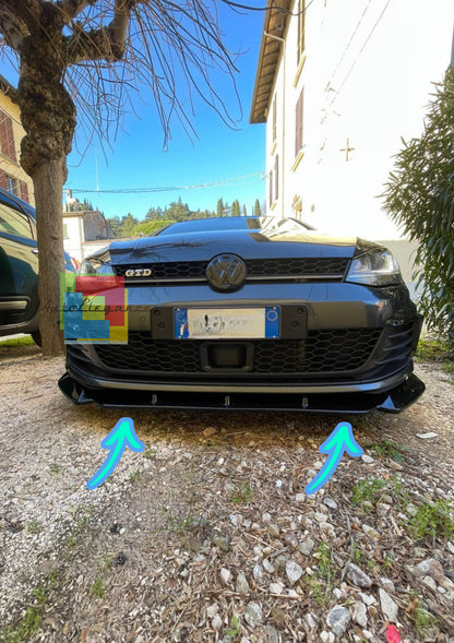 0160⭐LIP UNDER FRONT BUMPER VW GOLF 7 GTI 12-16 ABS GLOSSY BLACK SPLITTER⭐