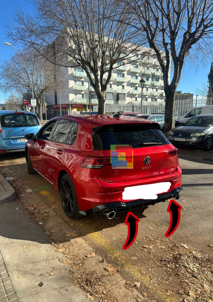 0512🔥DIFFUSORE POSTERIORE VW GOLF 8 19+ SOTTO PARAURTI TERMINALI GTI ABS 1+1🔥
