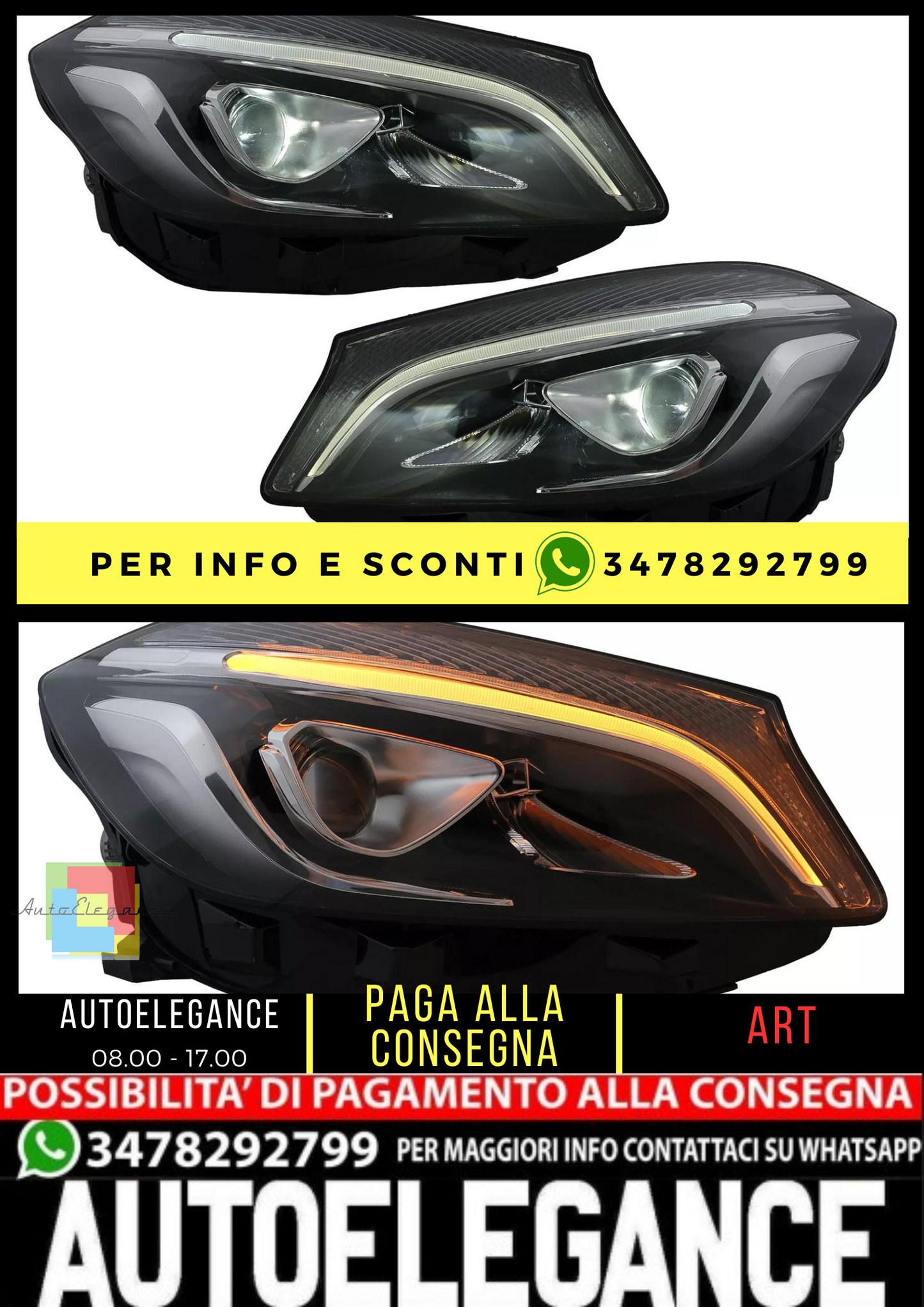 ⭐Fari Full LED per Mercedes Classe A W176 2012-2018 solo per Alogeni⭐