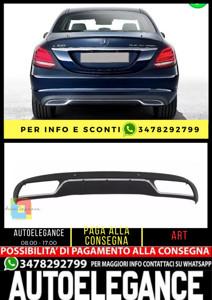 ⭐Diffusore paraurti posteriore per Mercedes C W205 S205 Standard 14-18 C63 Look⭐