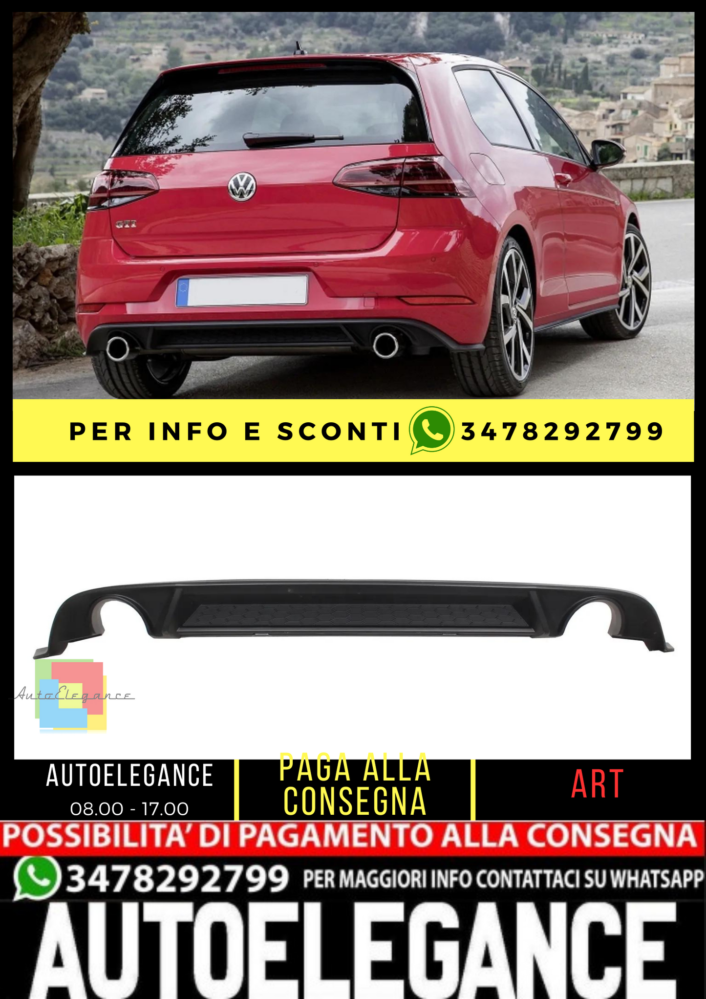 ⭐Diffusore d'aria paraurti per VW Golf 7.5 VII Hatchback 2017+ GTI Look⭐