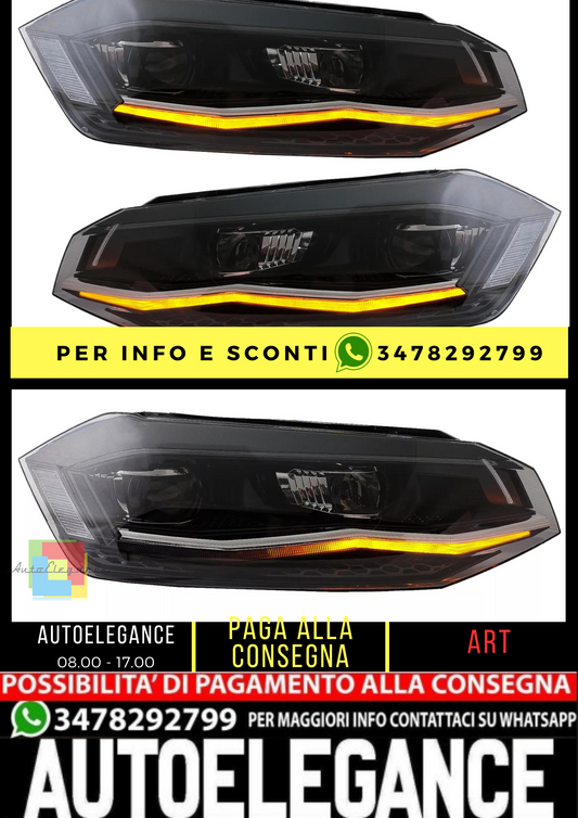 ⭐Fari LED per VW Polo AW MK6 2018-2020 Dynamic Sequenziale Segnale Luci di svol⭐