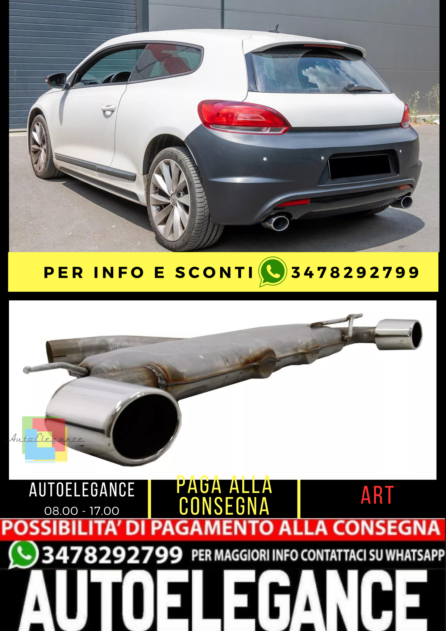 ⭐Terminali di Scarico per VW Scirocco 08+ Tubi doppia uscita R Design⭐