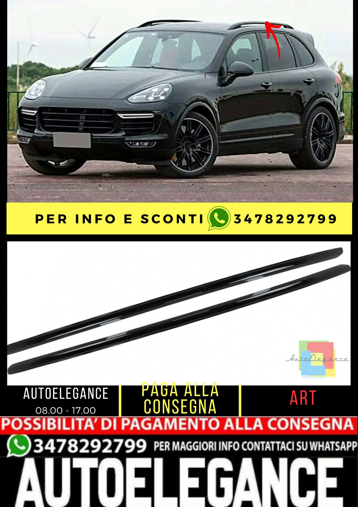 ⭐Mancorrenti portatutto in alluminio Portapacchi adatto per Porsche Macan (2014-2023) Piano Black ⭐