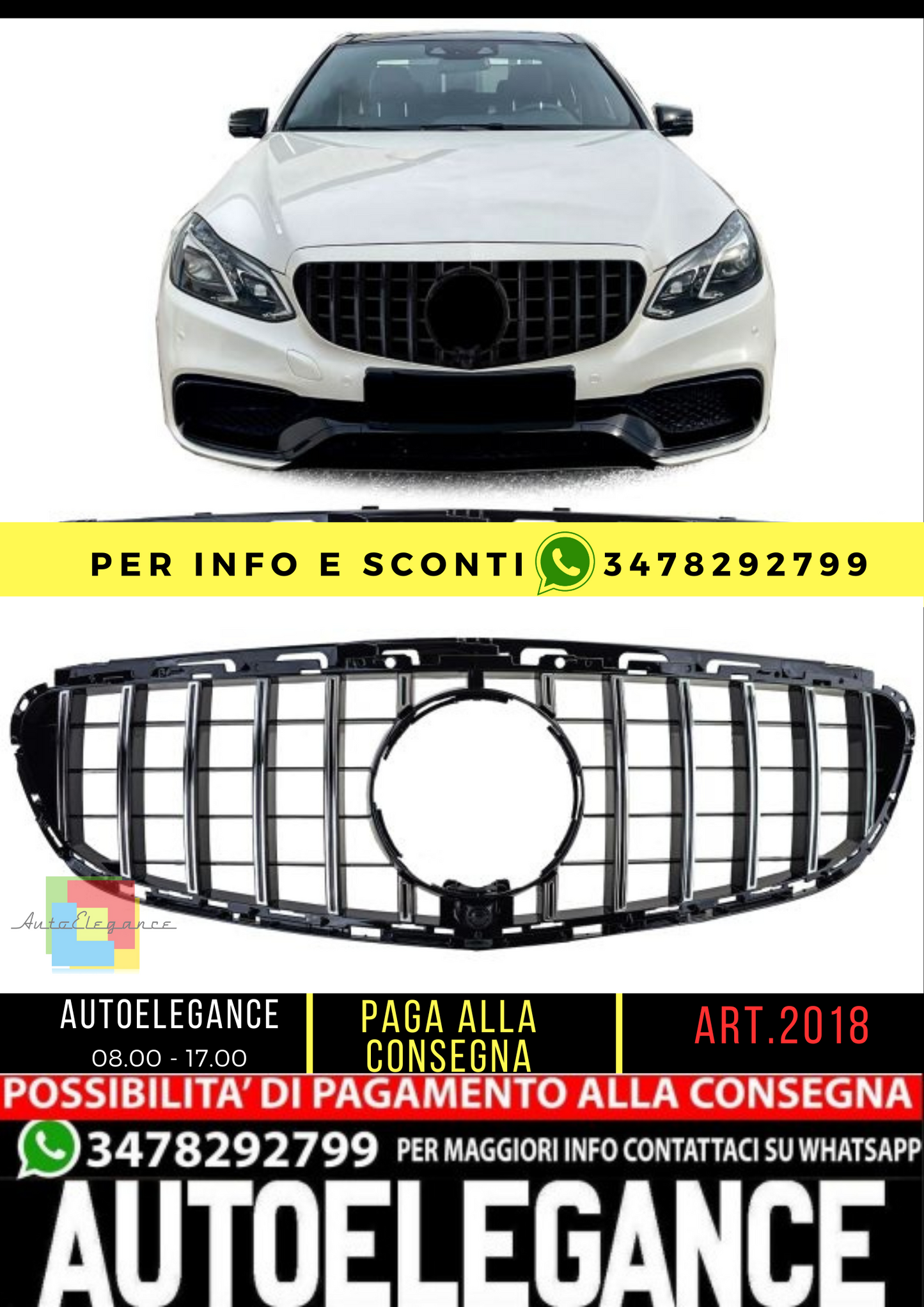 ⭐Sport Grille Black Gloss fits for Mercedes E W212 S212 Facelift 13-16 ⭐