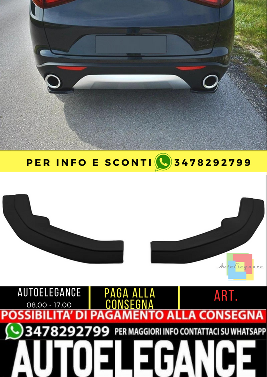 ⭐Rear Side Splitter Fins for Alfa Romeo Stelvio 949 2016-2020 Black⭐