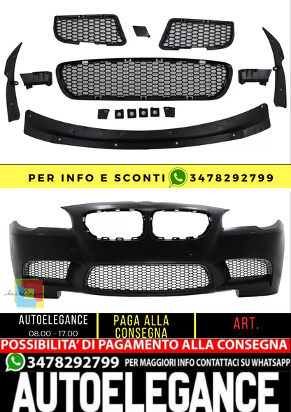 ⭐ Paraurti anteriore per BMW Serie 5 F10 F11 11-17 M5 Design Griglie Inferiore SRA ⭐