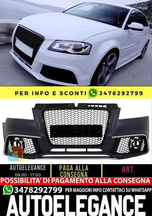 ⭐Paraurti per Audi A3 8P Facelift Sportback Hatchback Convertible09-12 RS3 Look⭐