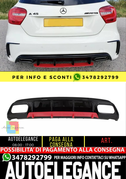 ⭐Diffusore Valance per Mercedes W176 2012-2018 A45 Facelift Look Rosso Edizione⭐
