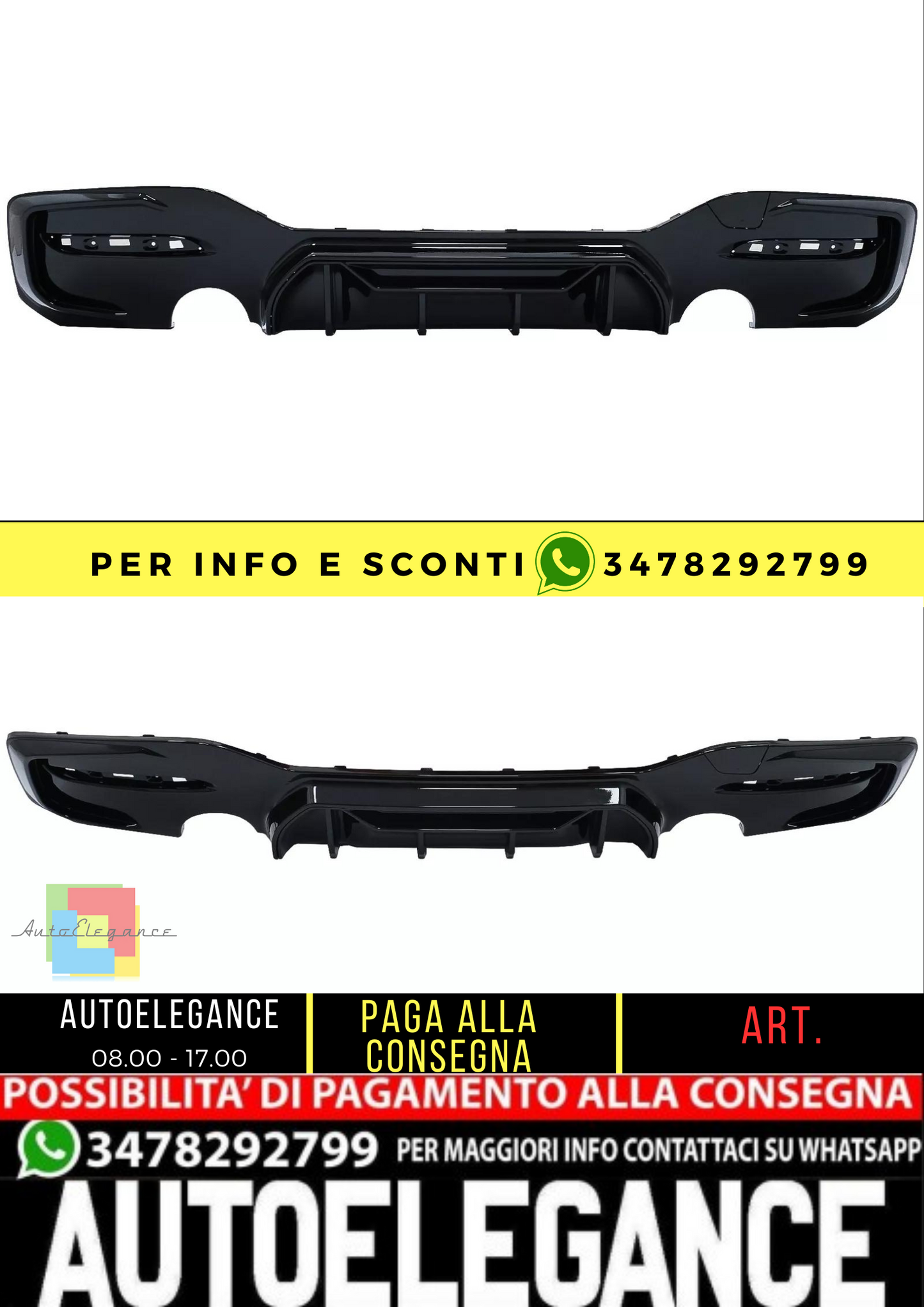 ⭐Diffusore d'aria Doppia Uscita Scarico Singolo per BMW 1 F20F21 LCI 15-19 Nero⭐