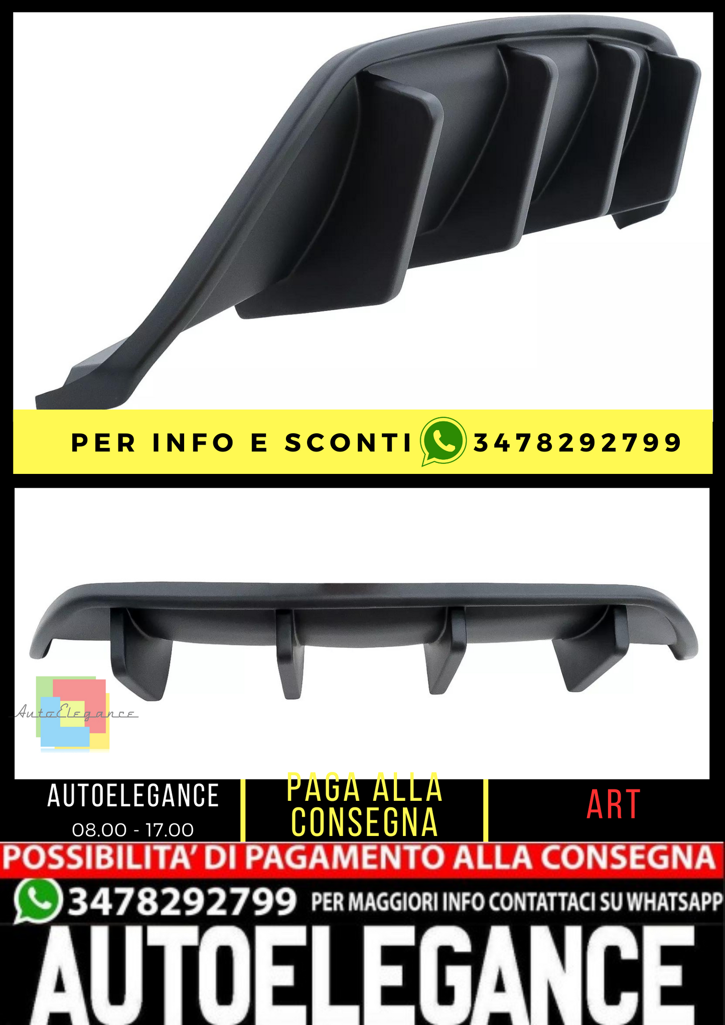 ⭐Diffusore Posteriore Mantovana per Alfa Romeo Stelvio 949 2016-2020 Nero⭐