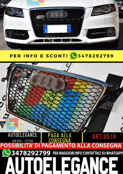 ⭐ART.0614 GRIGLIA RS4 ADATTO PER AUDI A4 B8 LOOK RS4 CROMATA⭐