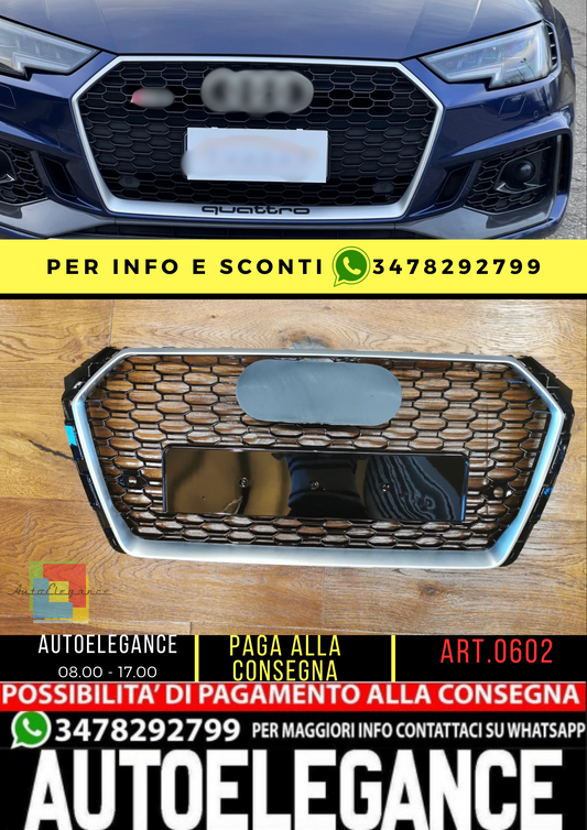 ⭐ Art.0602 GRIGLIArs4 A4 B9 2015-2019 LOOK RS4 BORDO SATINATO ⭐