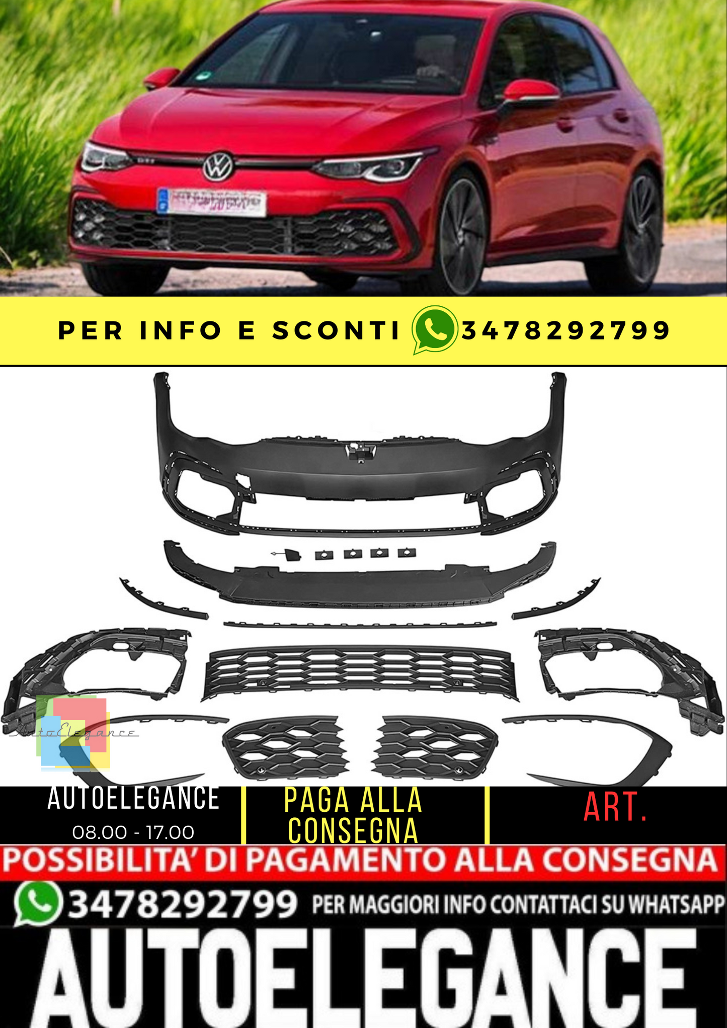 ⭐Paraurti adatto per golf 8 look GTI 2020+⭐