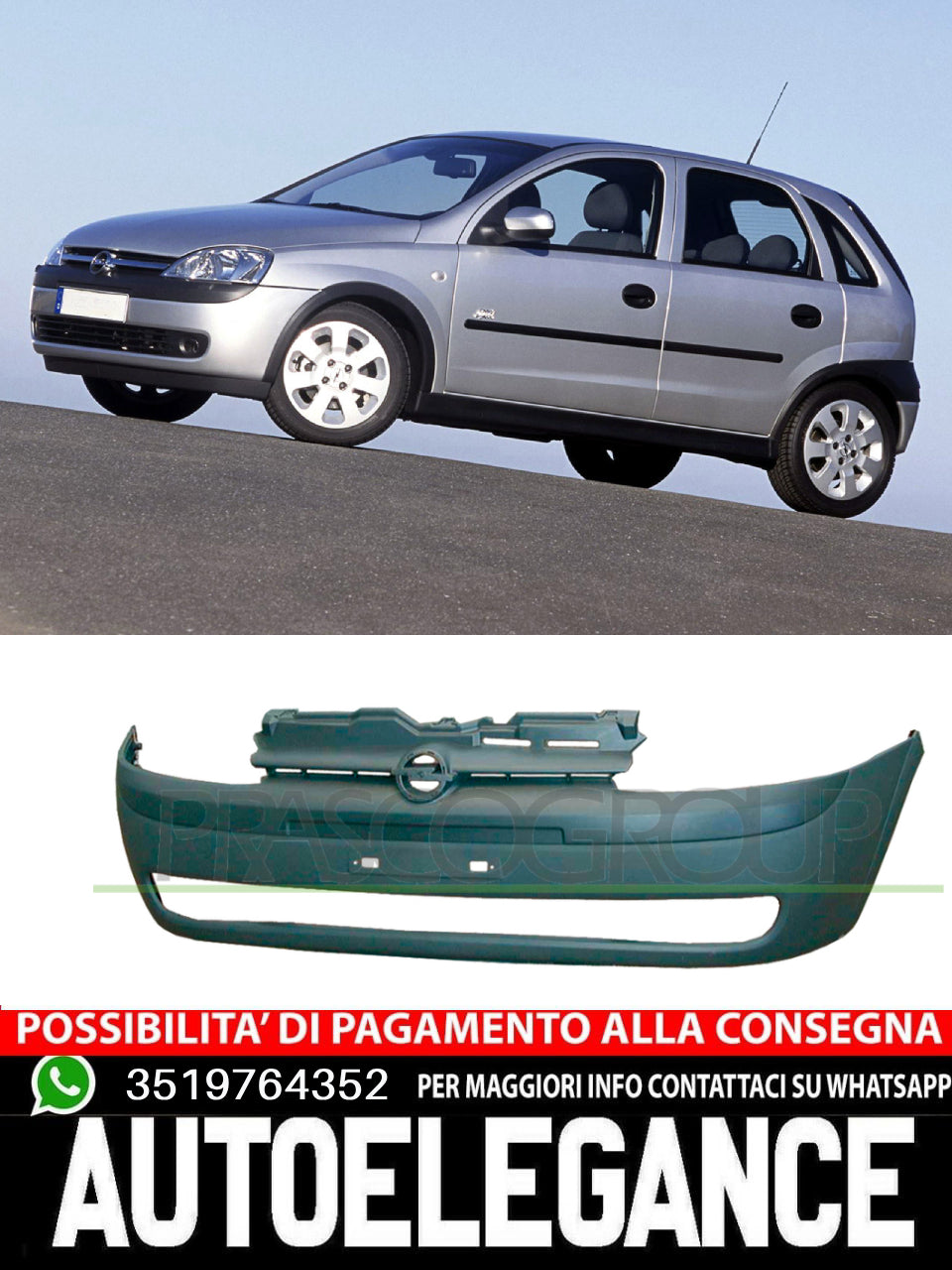 Paraurti Prasco Anteriore Per Opel Corsa C CON PRIMER MOD. > 06/02 1400232