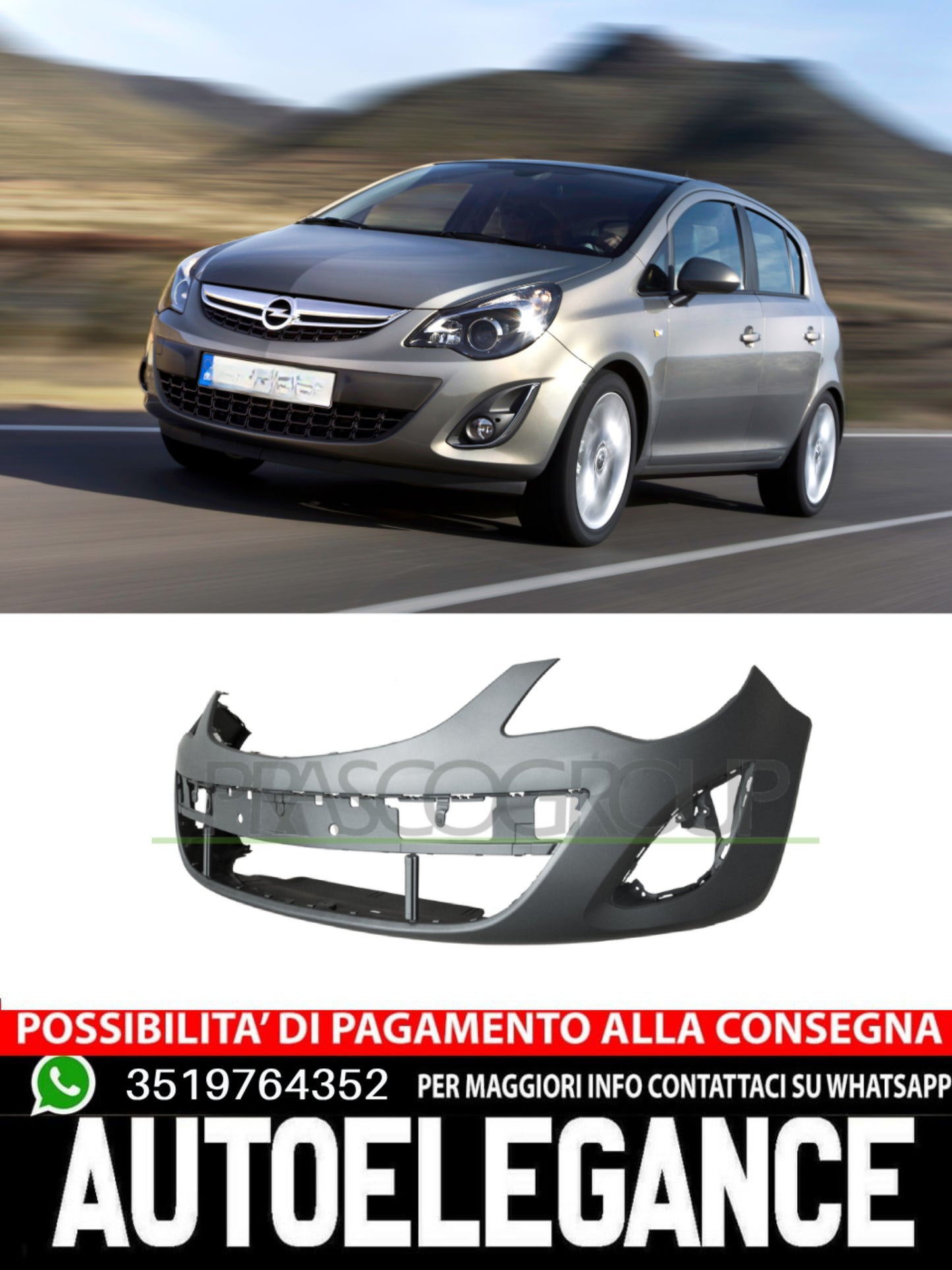 Paraurti Prasco Anteriore CON PRIMER Per Opel Corsa D #8I 95508031