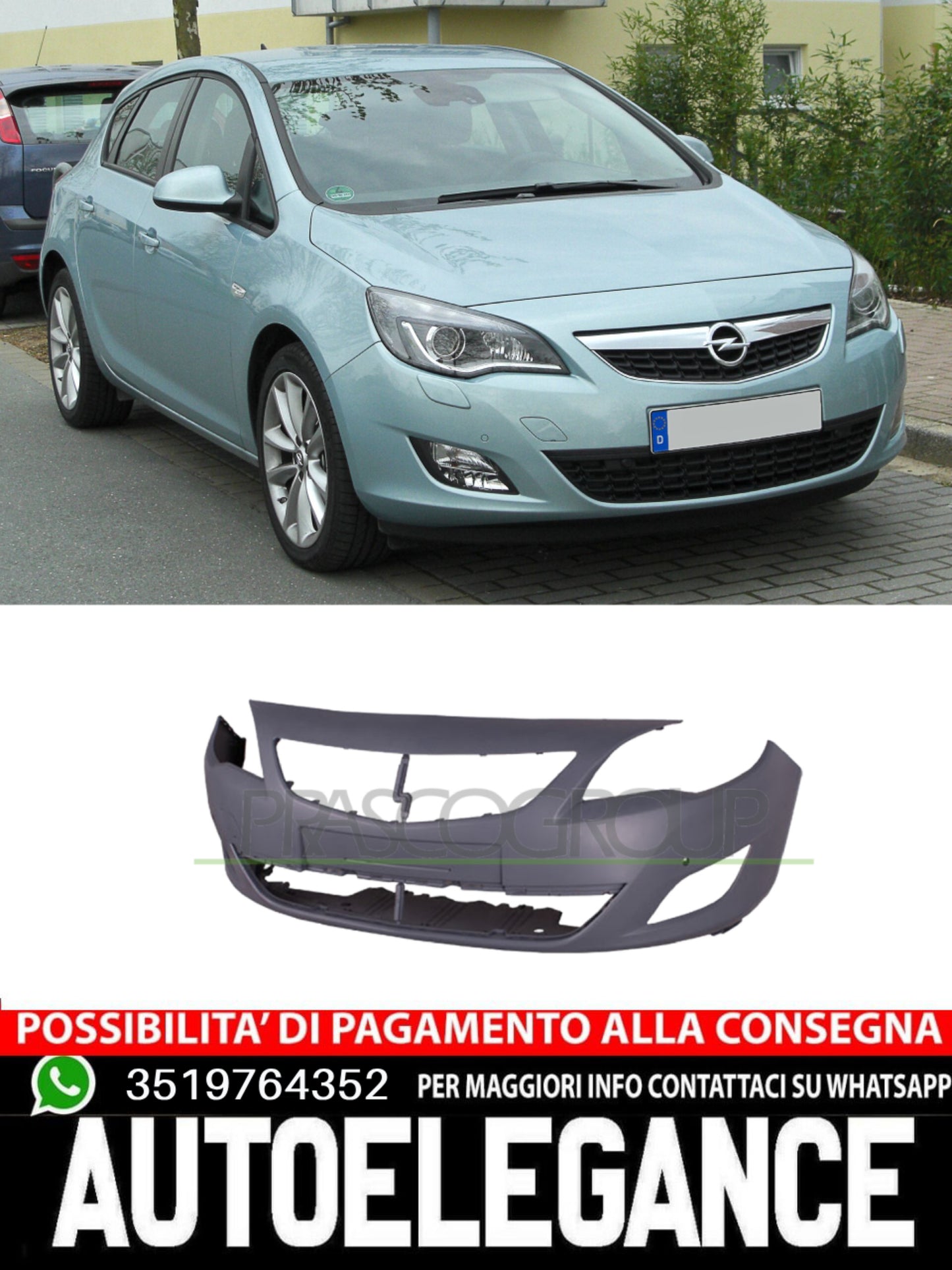 Paraurti Prasco Anteriore Per Opel Astra J #89 FORI PDC+SUPPORTI 1400427