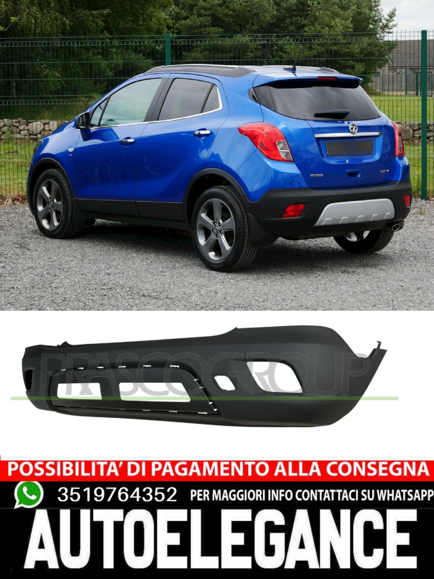 Paraurti Prasco Posteriore NERO/GOFFRATO CON TRACCE PDC per OPEL MOKKA 1404618
