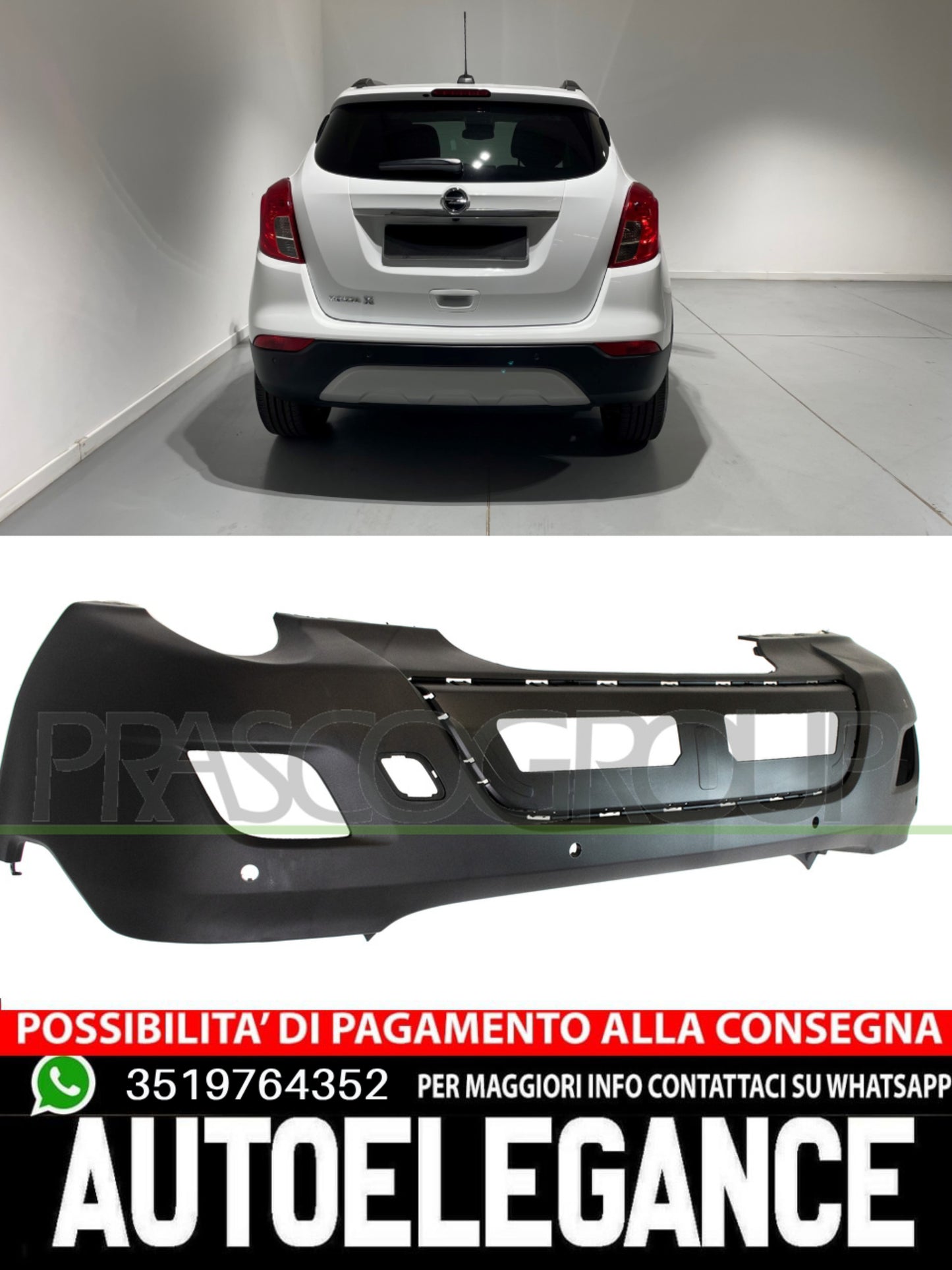 Paraurti Prasco Posteriore NERO CON FORI PDC per OPEL MOKKA  95365616
