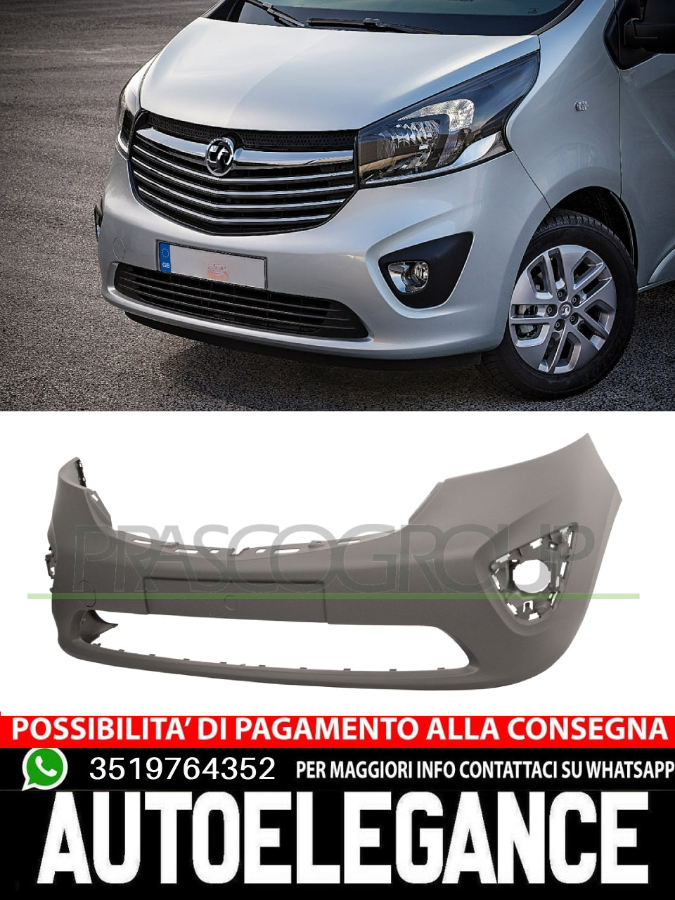 Paraurti Prasco Anteriore PRIMER TAPPO COPRIGANCIO Per Opel Vivaro B 95517277
