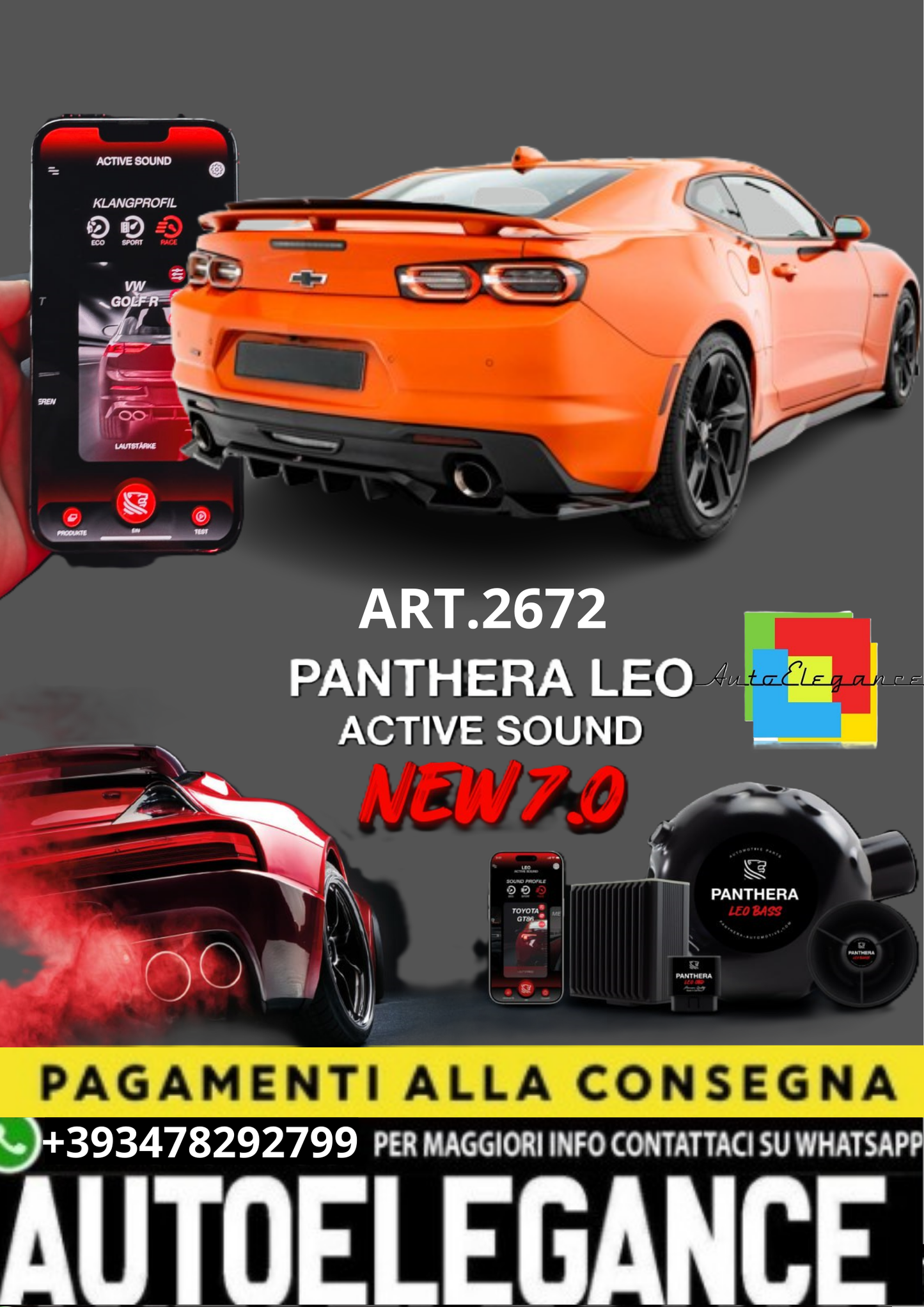 💥💣ART.2672 PANTHERA SOUND SYSTEM ADATTO PER CHEVROLET CAMARO SS MK6 💣💥