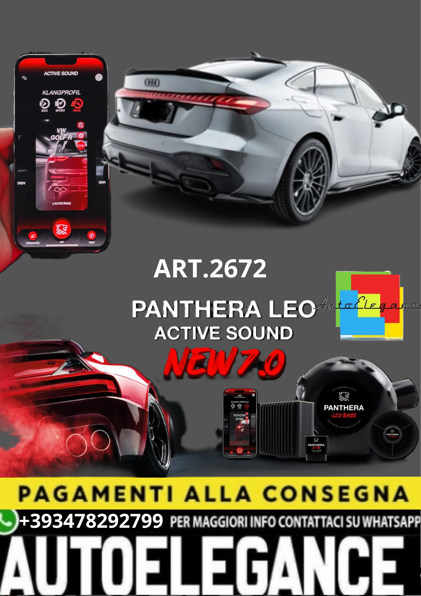 🔥ART.2672 PANTHERA SOUND SYSTEM ADATTO PER AUDI A5 S-LINE SEDAN / AVANT B10🔥