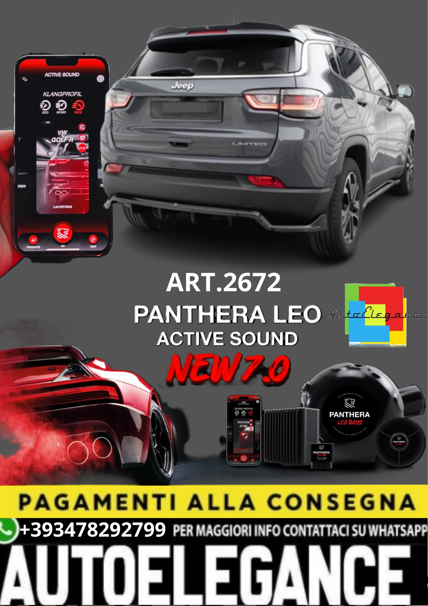 💥💣ART.2672 PANTHERA SOUND SYSTEM ADATTO PER JEEP COMPASS LIMITED MK2💣💥