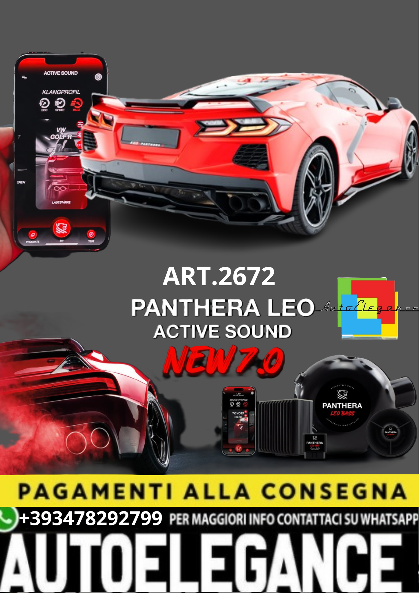 💥💣ART.2672 PANTHERA SOUND SYSTEM ADATTO PER CHEVROLET CORVETTE C8💣💥